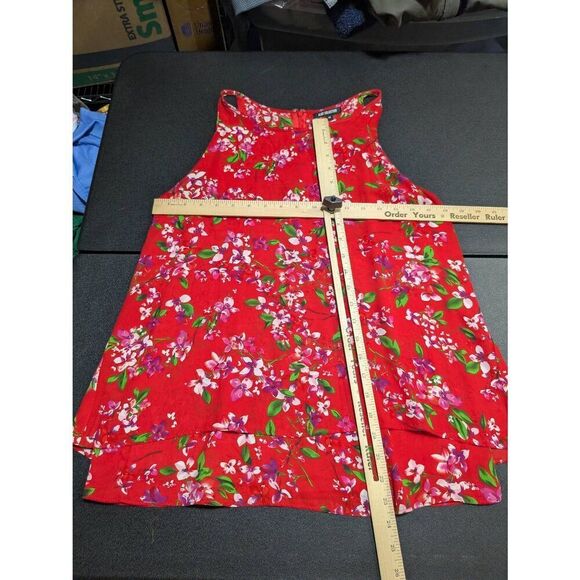 Alice Collection Blouse Red Floral Sleeveless Zip Back Women's Medium - Picture 4 of 4